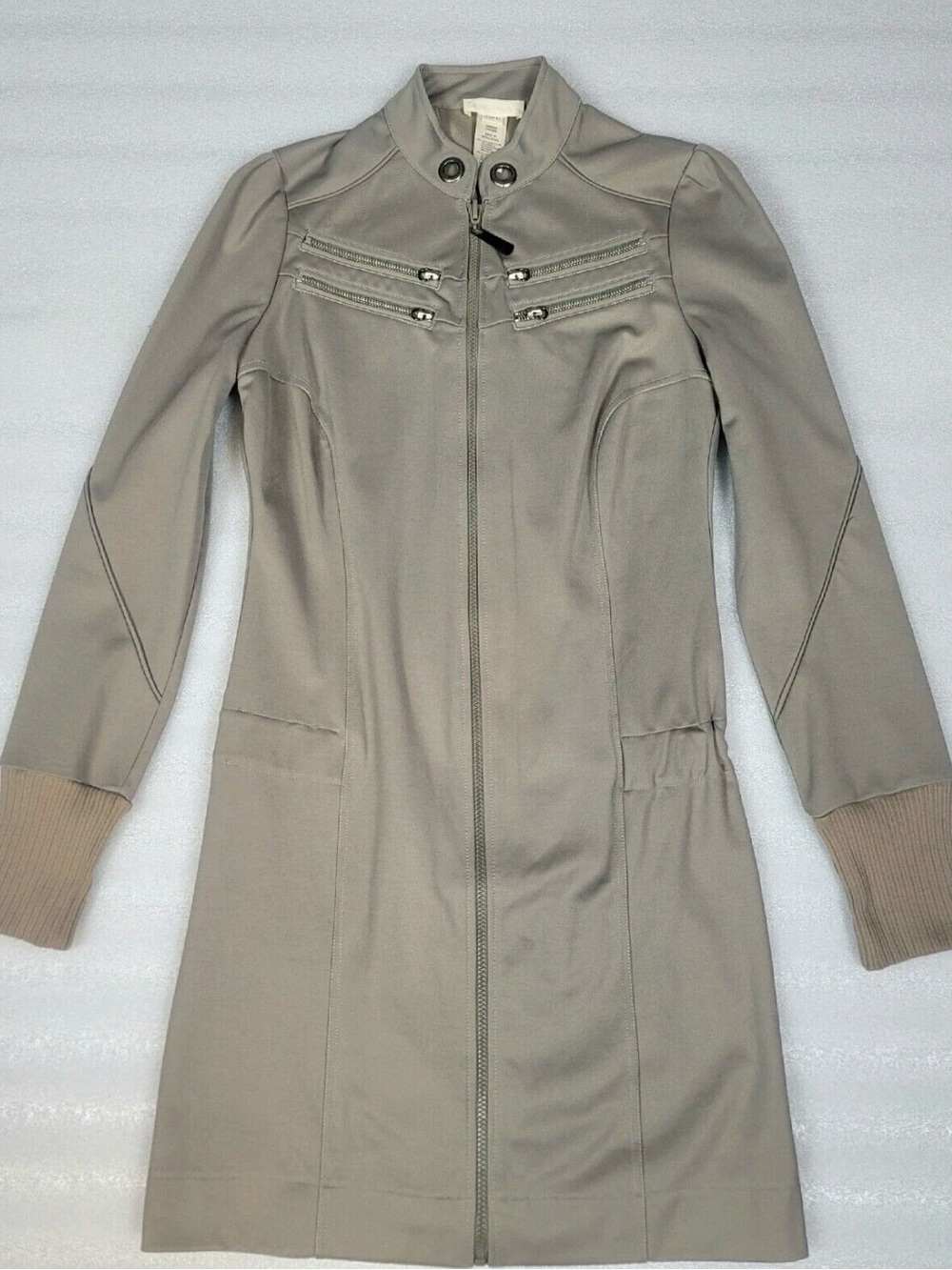 Diesel Gray Zip-Front Long Trench Coat